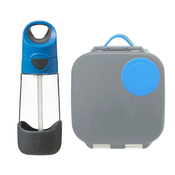 B.Box Zestaw Mini Lunchbox + Butelka tritanowa ze słomką 450ml Blue Slate