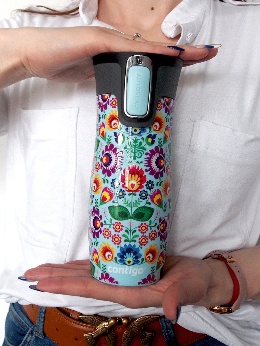 Kubek termiczny - Contigo West Loop 2.0 • 470ml • Folklor - Błękitny Mat