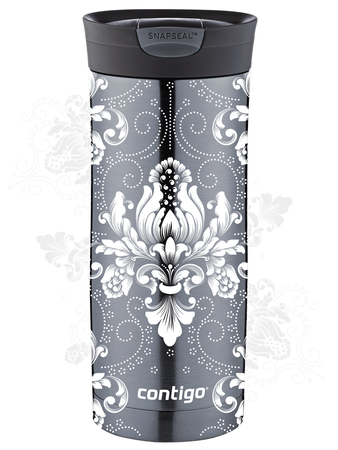 Kubek termiczny - Contigo Huron • 470ml • Arabeska White - Gunnmetal