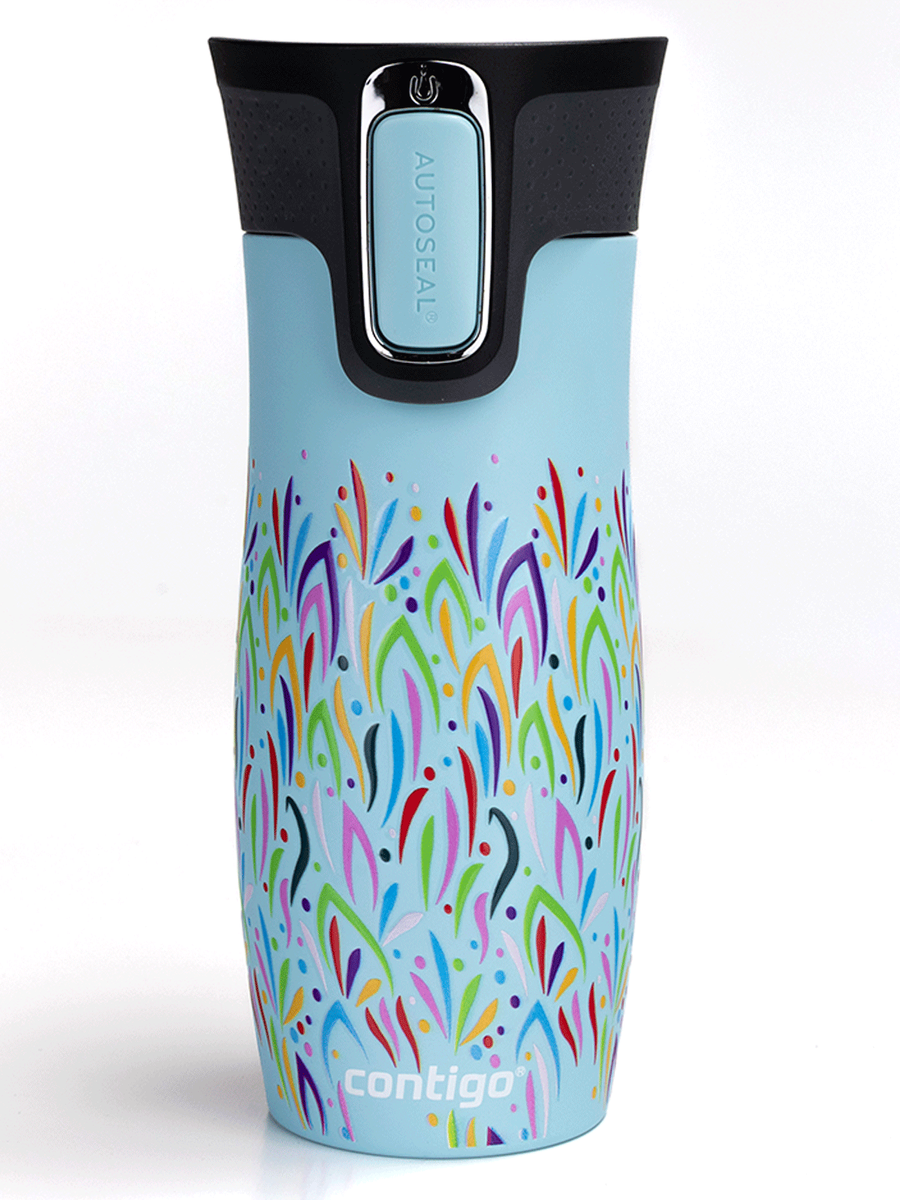 Kubek termiczny - Contigo West Loop 2.0 • 470ml • Floresy - Błękitny Mat