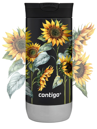 Kubek termiczny na kawę Contigo Huron 2.0 470ml - Słoneczniki - Czarny