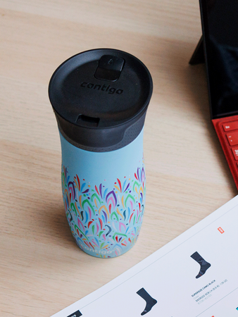 Kubek termiczny - Contigo West Loop 2.0 • 470ml • Floresy - Błękitny Mat