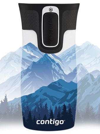 Kubek termiczny - Contigo West Loop Mini • 300ml • Góry w dzień - Biały Metalik