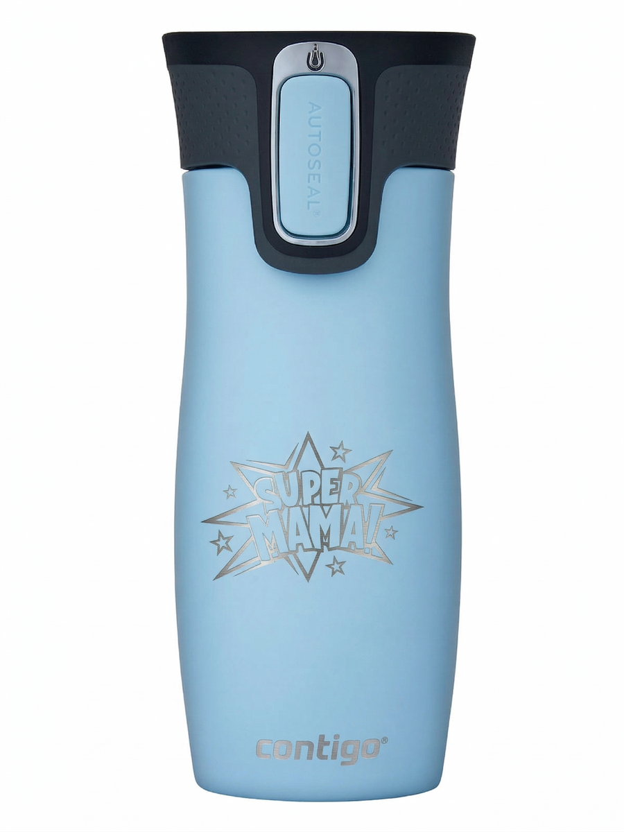 Kubek termiczny - Contigo West Loop 2.0 • 470ml • Super Mama - Błękitny Mat