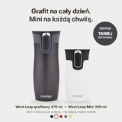 Zestaw kubków termicznych - Contigo West Loop • grafitowy • 470 ml + West Loop Mini • 300 ml • biały metalik