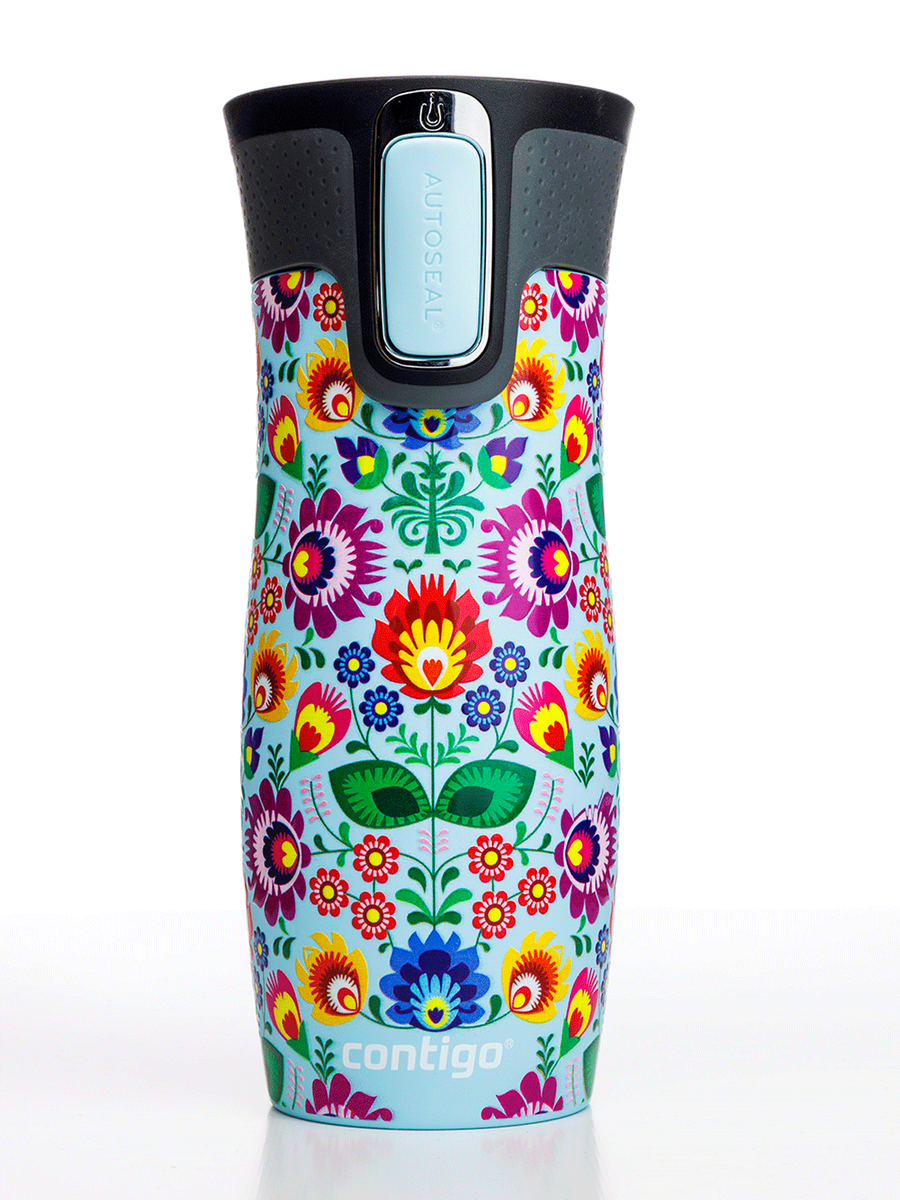 Kubek termiczny - Contigo West Loop 2.0 • 470ml • Folklor - Błękitny Mat