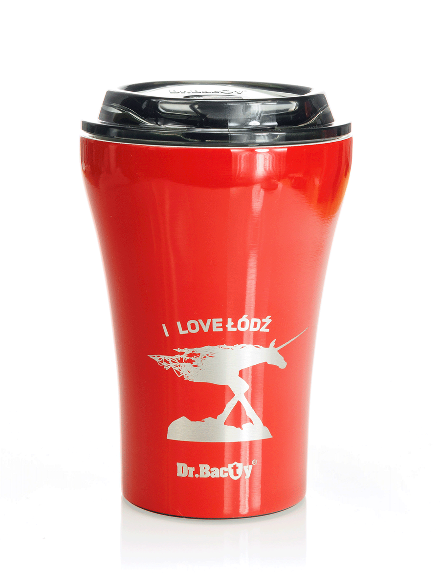 Kubek bez ucha Dr.Bacty Apollo 227 ml - Z miasta łódzi - czerwony
