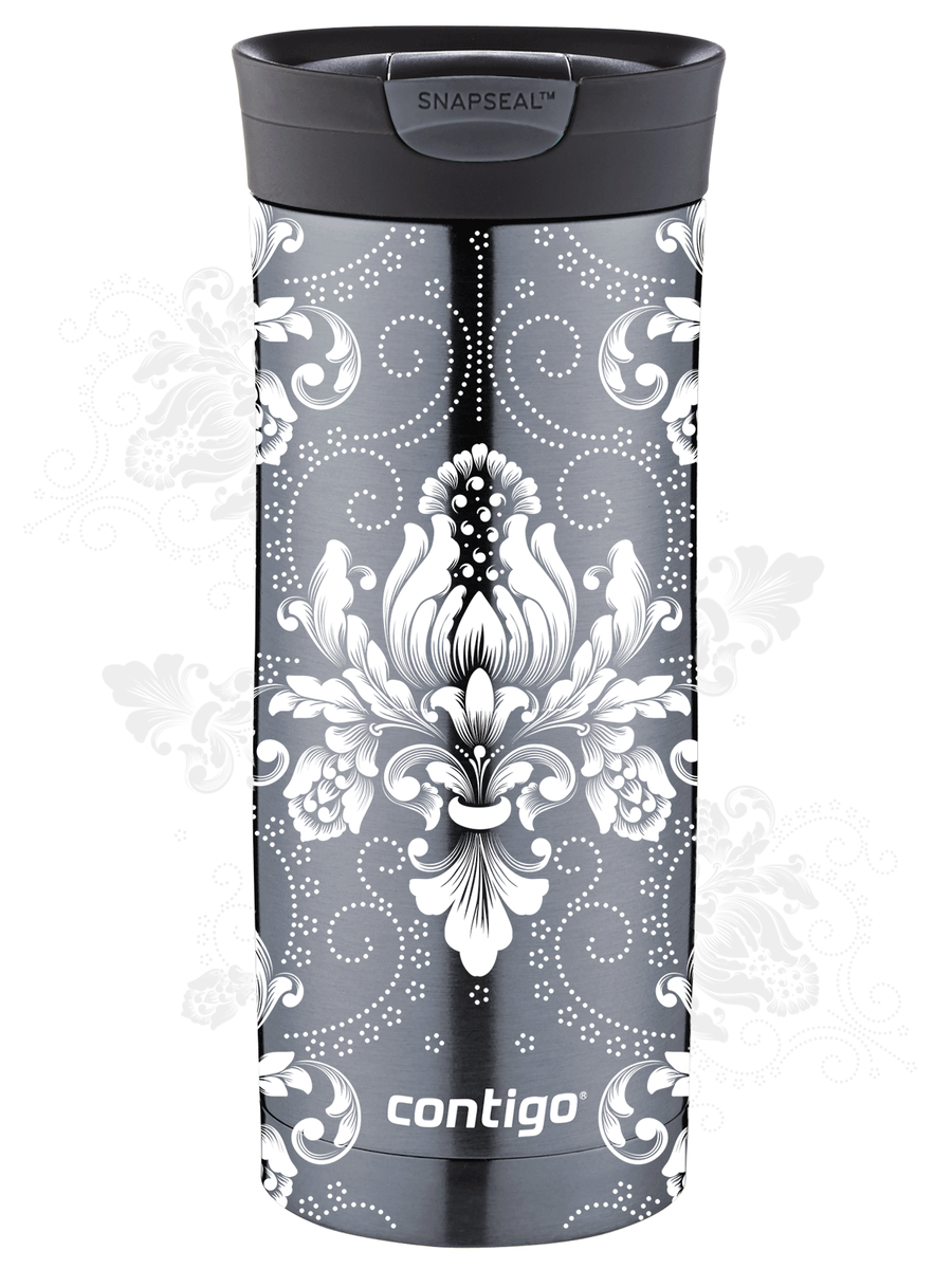 Kubek termiczny - Contigo Huron • 470ml • Arabeska White - Gunnmetal