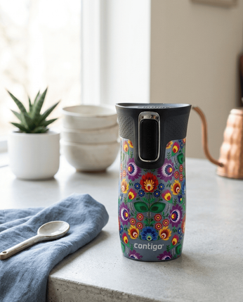 Kubek termiczny - Contigo West Loop Mini • 300ml • Folklor - Niebieski Metalik