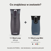 Zestaw kubków termicznych - Contigo West Loop • grafitowy • 470 ml + West Loop Mini • 300 ml • niebieski metalik