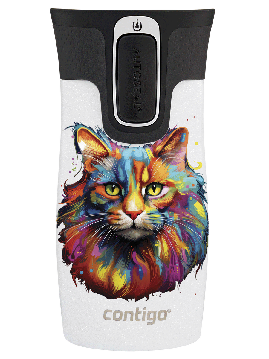 Kubek termiczny - Contigo West Loop Mini • 300ml • Kot - Biały Metalik