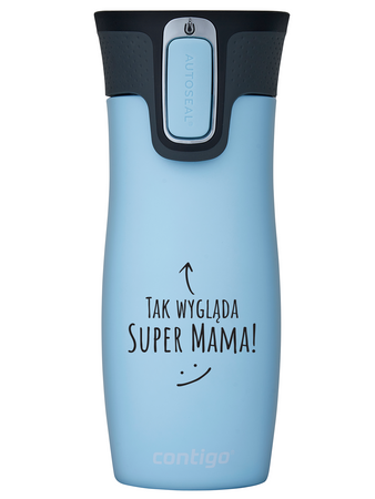 Kubek termiczny - Contigo West Loop 2.0 • 470ml • Tak wygląda super mama - Niebieski