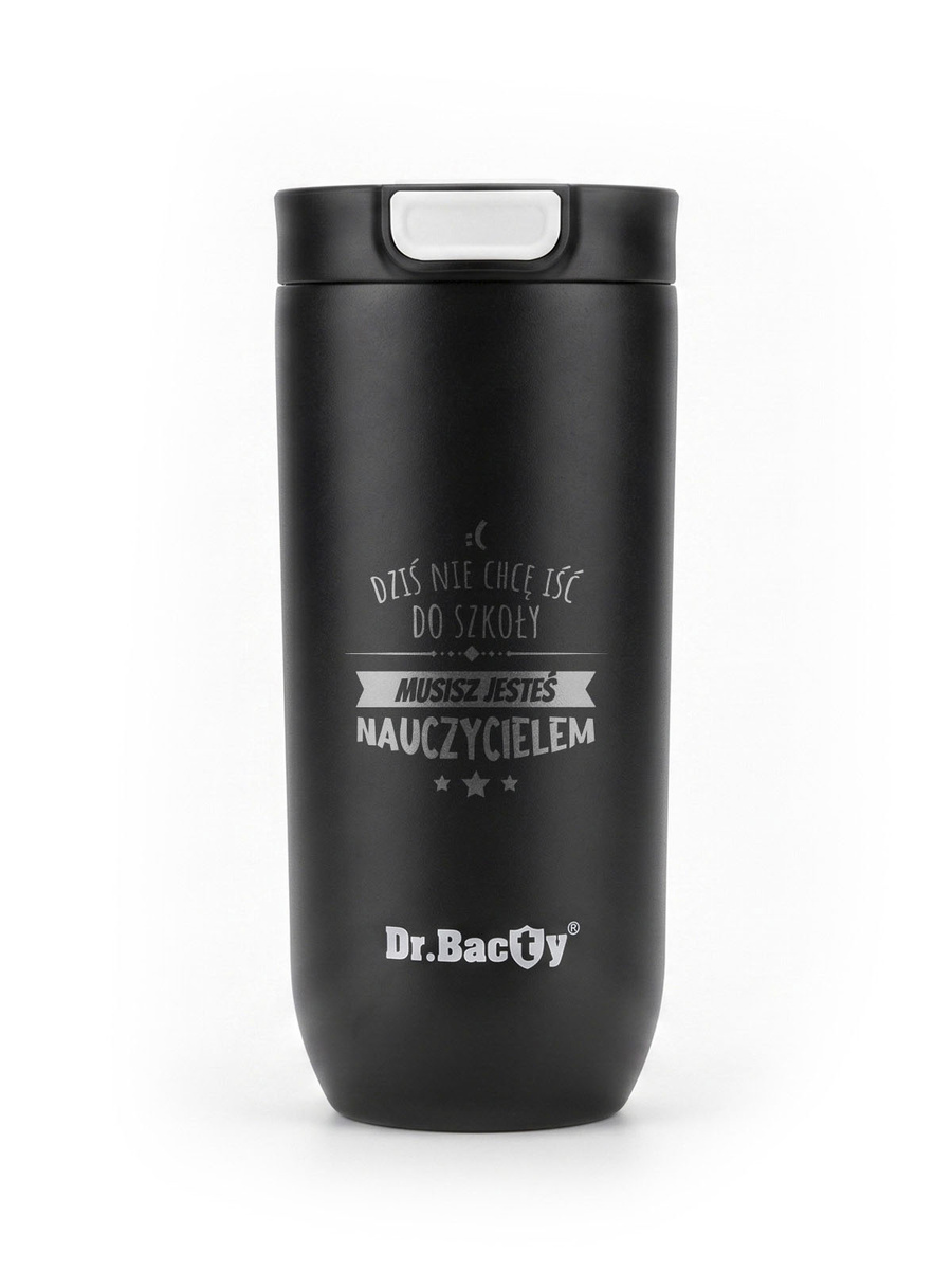 Dr.Bacty Atlas 540ml, czarny mat - termiczny, kubek do kawy dla nauczyciela