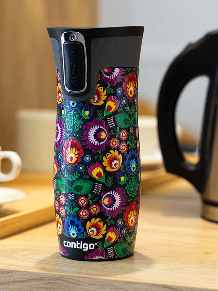 Kubek termiczny - Contigo West Loop 2.0 • 470ml • Folklor - Czarny Mat