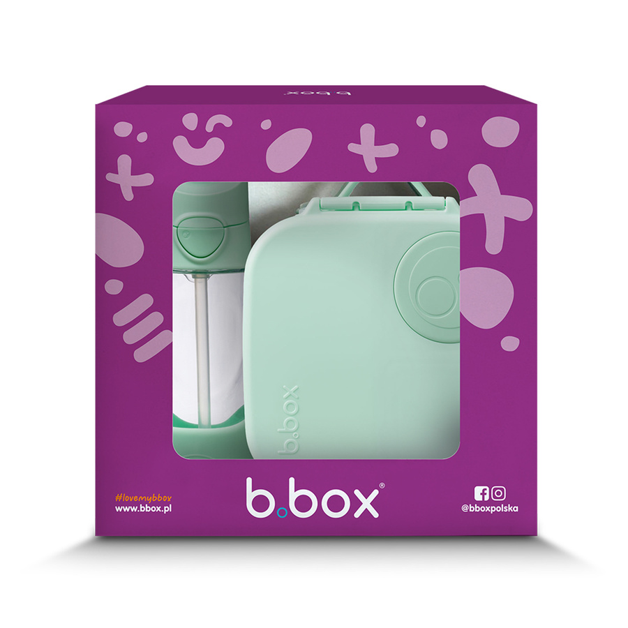 B.Box Zestaw Mini Lunchbox + Butelka tritanowa ze słomką 450ml Spearmint