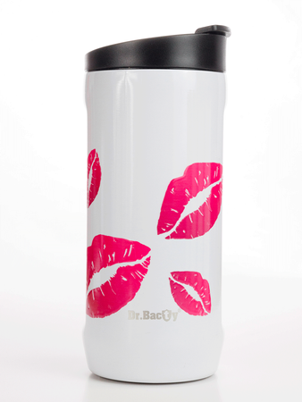 Kubek termiczny 2w1 Dr.Bacty Notus 360 ml -  Usta - biały