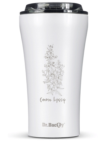 Kubek termiczny na kawę Dr.Bacty Apollo 2.0 360 ml "Hyzop lekarski" – Biały
