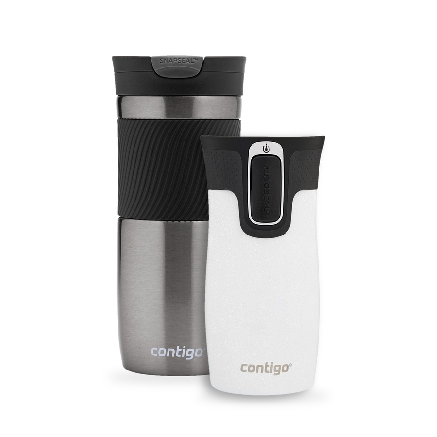 Zestaw kubków termicznych - Contigo Byron • 470 ml • Gunmetal + West Loop Mini • 300 ml • biały metalik