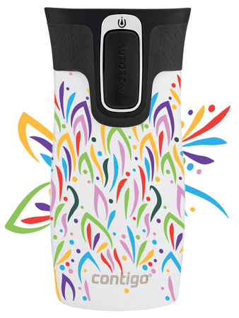 Kubek termiczny - Contigo West Loop Mini • 300ml • Floresy - Biały Metalik