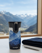 Kubek termiczny - Contigo West Loop Mini • 300ml • Góry w dzień - Biały Metalik