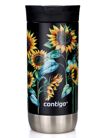 Kubek termiczny na kawę Contigo Huron 2.0 470ml - Słoneczniki - Czarny