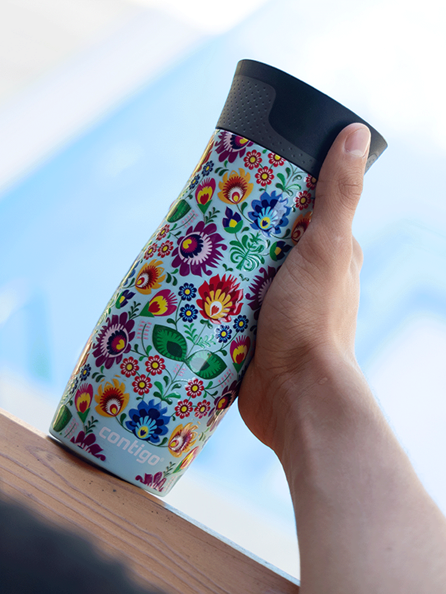 Kubek termiczny - Contigo West Loop 2.0 • 470ml • Folklor - Błękitny Mat