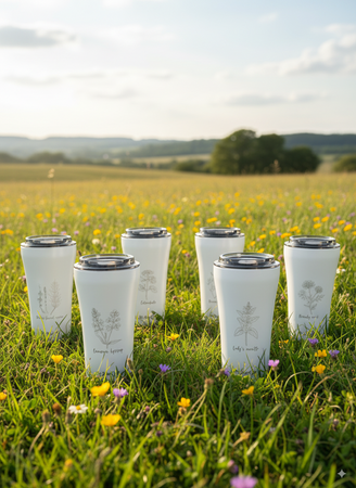 Kubek termiczny na kawę Dr.Bacty Apollo 2.0 360 ml "Alexandrine senna" - White