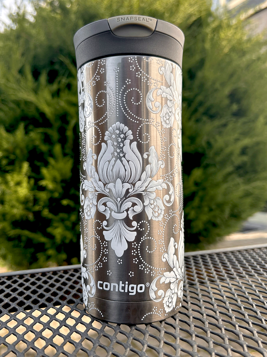 Kubek termiczny - Contigo Huron • 470ml • Arabeska White - Gunnmetal