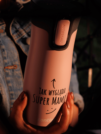 Kubek termiczny - Contigo West Loop 2.0 • 470ml • Tak wygląda super mama - Różowy