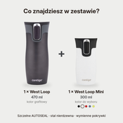 Zestaw kubków termicznych - Contigo West Loop • grafitowy • 470 ml + West Loop Mini • 300 ml • biały metalik
