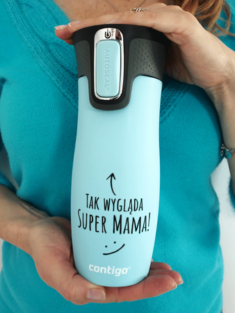 Kubek termiczny - Contigo West Loop 2.0 • 470ml • Tak wygląda super mama - Niebieski