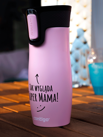Kubek termiczny - Contigo West Loop 2.0 • 470ml • Tak wygląda super mama - Różowy