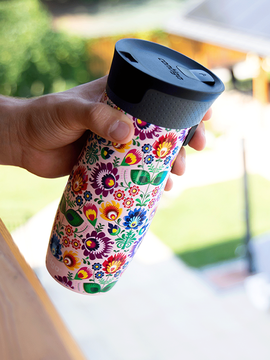 Kubek termiczny - Contigo West Loop 2.0 • 470ml • Folklor - Różowy Mat