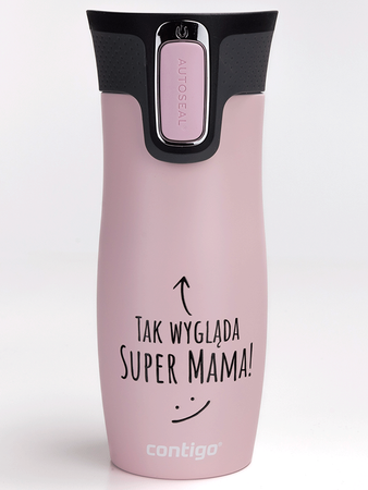 Kubek termiczny - Contigo West Loop 2.0 • 470ml • Tak wygląda super mama - Różowy