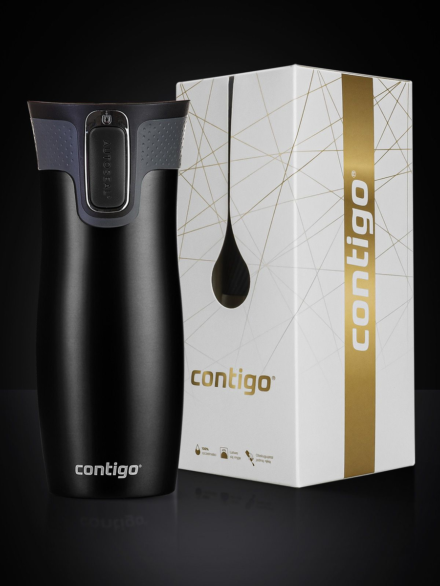 Kubek termiczny - Contigo West Loop 2.0 • 470ml • Czarny Mat + Pudełko