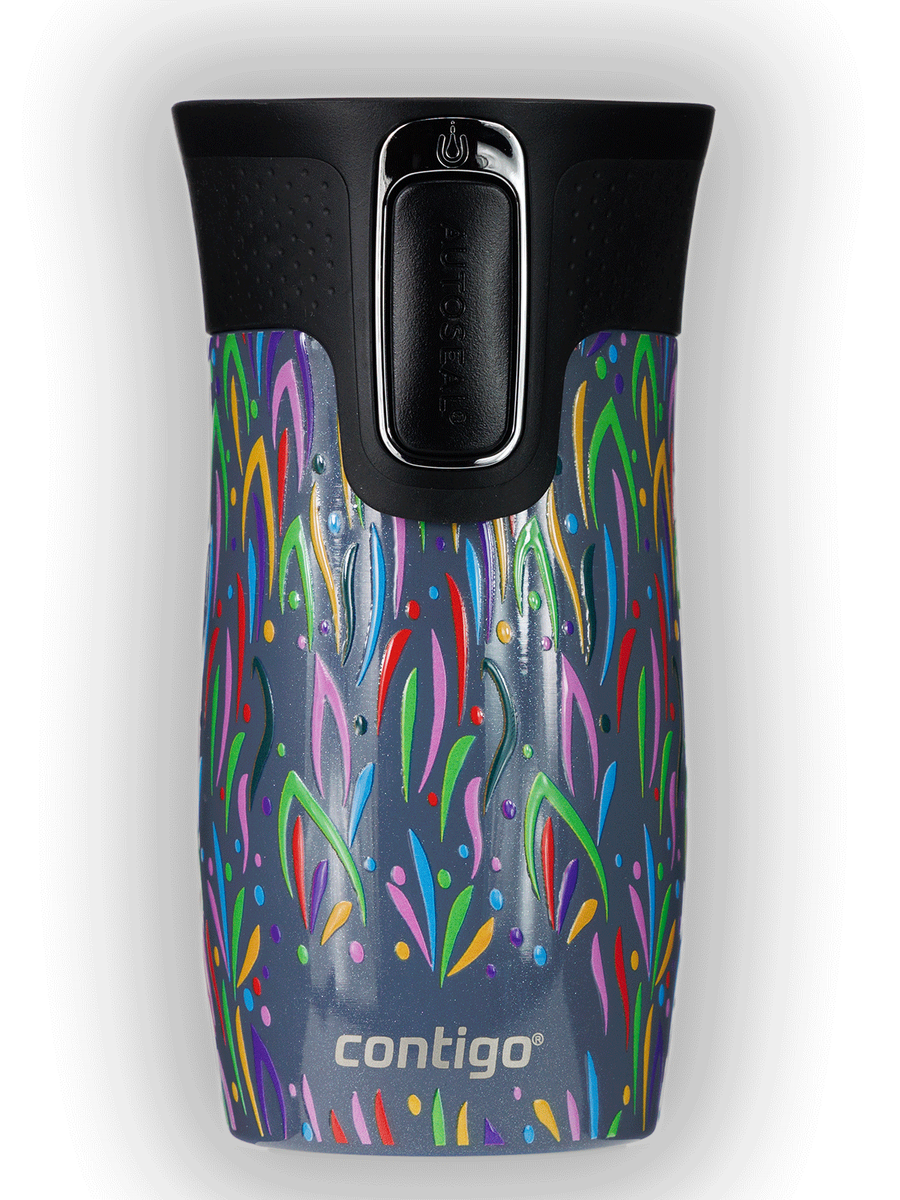 Kubek termiczny - Contigo West Loop Mini • 300ml • Floresy - Niebieski Metalik