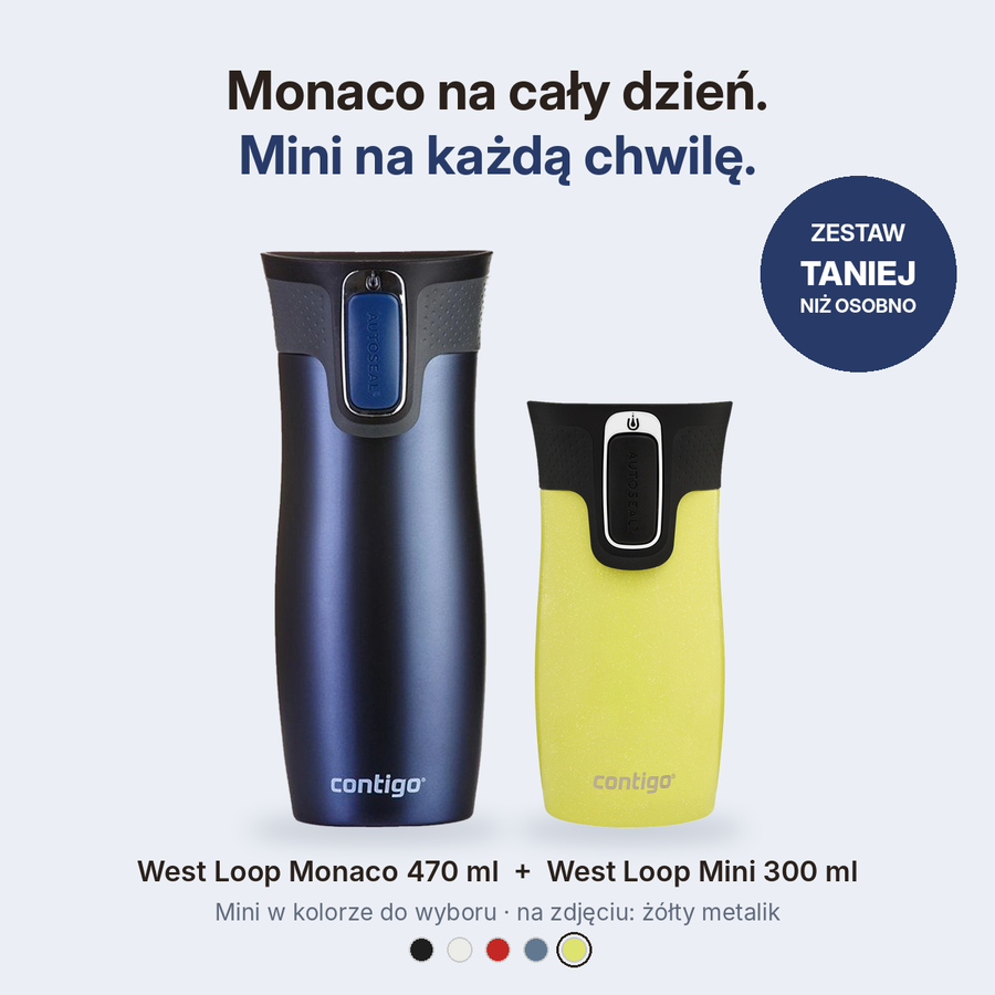 Zestaw kubków termicznych - Contigo West Loop • Monaco • 470 ml + West Loop Mini • 300 ml • żółty metalik