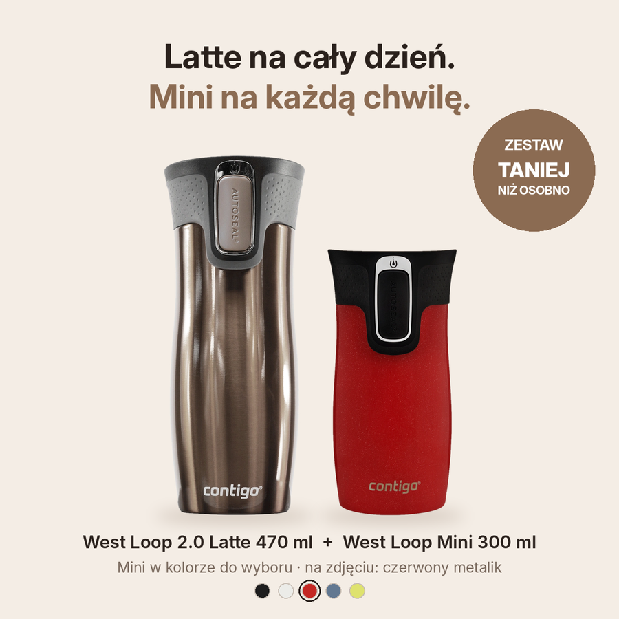 Zestaw kubków termicznych Contigo West Loop 2.0 Latte 470 ml + West Loop Mini Czerwony 300 ml