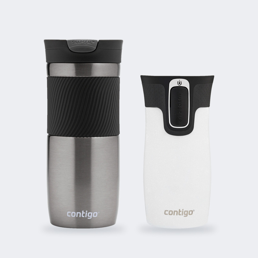 Zestaw kubków termicznych - Contigo Byron • 470 ml • Gunmetal + West Loop Mini • 300 ml • biały metalik