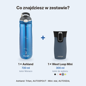 Zestaw Contigo butelka Ashland 720 ml + kubek termiczny West Loop Mini 300 ml – niebieski metalik