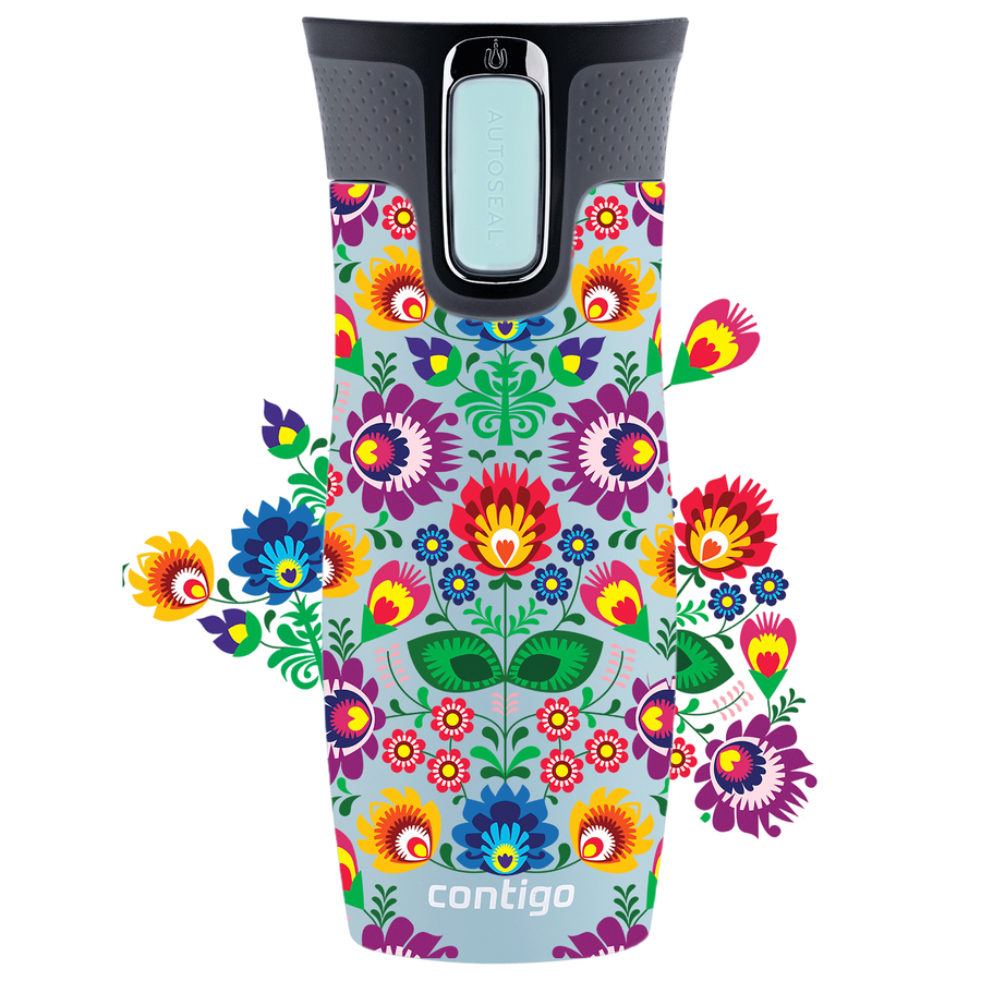 Kubek termiczny - Contigo West Loop 2.0 • 470ml • Folklor - Błękitny Mat