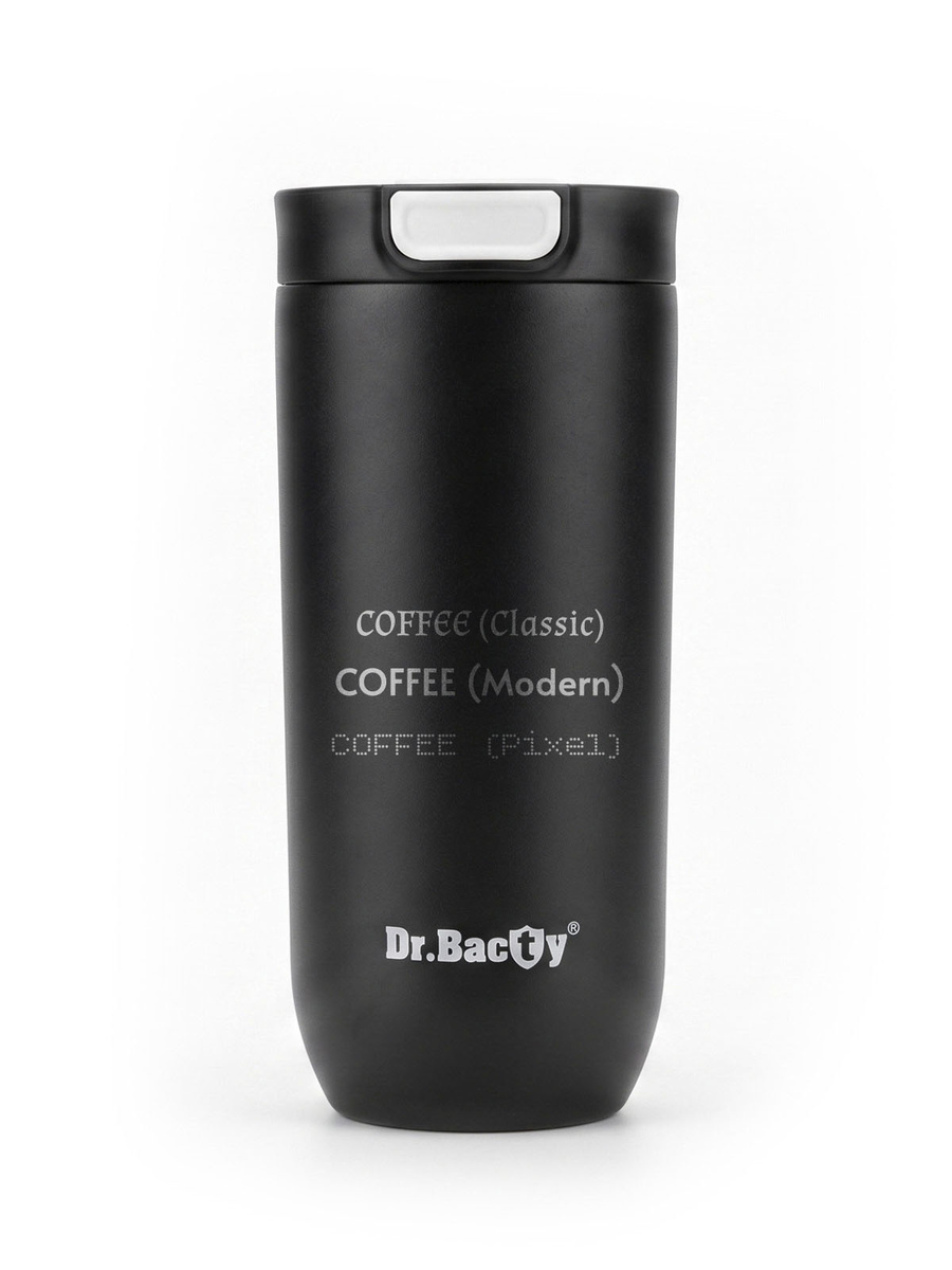Kubek termiczny z grawerem Dr.Bacty Atlas 540 ml -  czarny