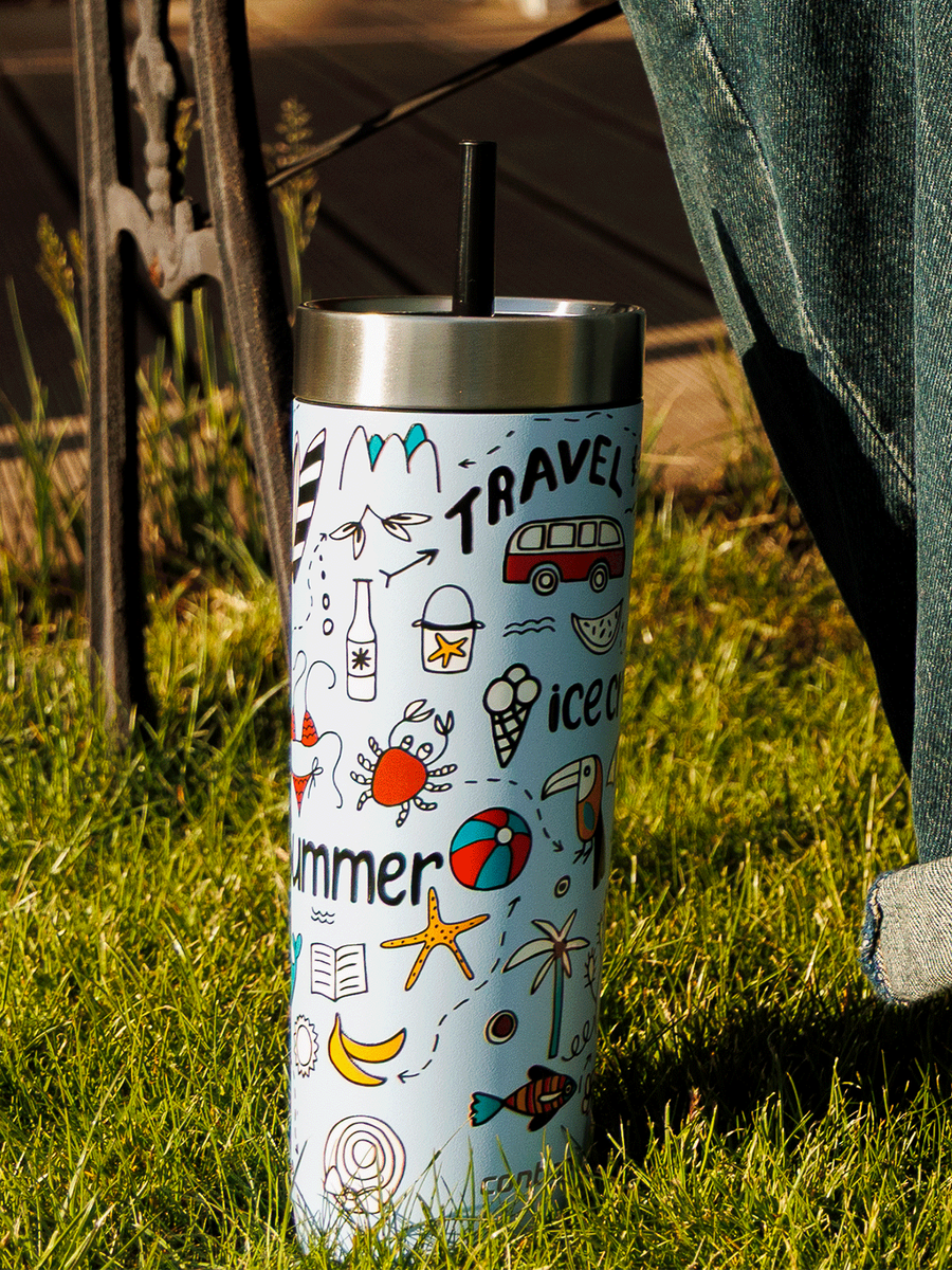 Kubek termiczny ze słomką Contigo Luxe Tumbler 720ml - Summer - Periwinkle