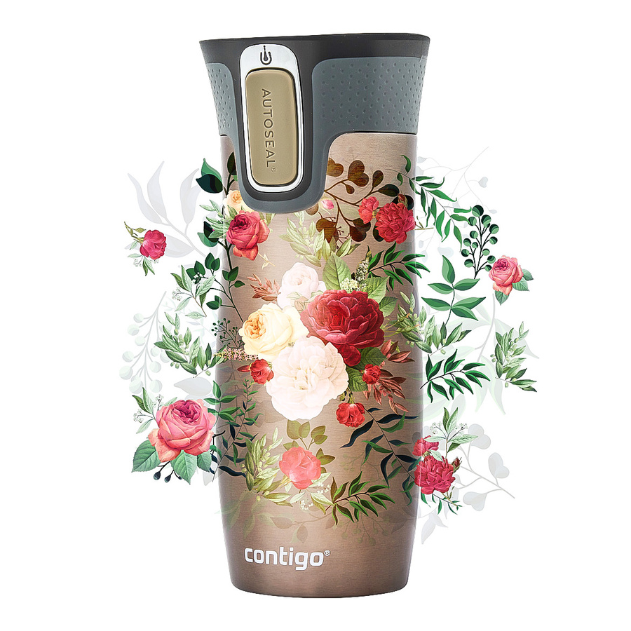 Kubek termiczny - Contigo West Loop 2.0 • 470ml • Latte Kwiaty