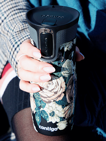 Kubek termiczny - Contigo West Loop 2.0 • 470ml • Glamour Kwiaty - czarny