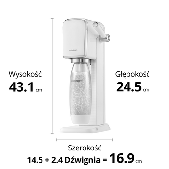Saturator do wody gazowanej SodaStream ART + butelka + nabój CO2- Biały