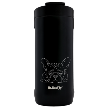 Kubek termiczny 2w1 Dr.Bacty Notus 360 ml - Buldog francuski - czarny
