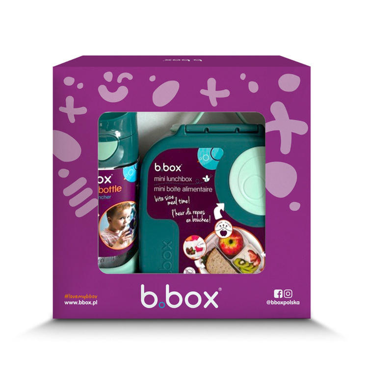B.Box Zestaw Mini Lunchbox + Butelka tritanowa ze słomką 450ml Emerald Forest