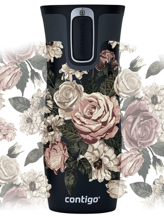 Kubek termiczny - Contigo West Loop 2.0 • 470ml • Glamour Kwiaty - czarny