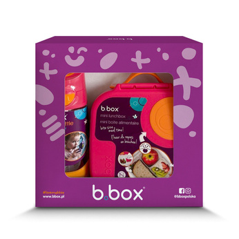 B.Box Zestaw Mini Lunchbox + Butelka tritanowa ze słomką 450ml Strawberry Shake